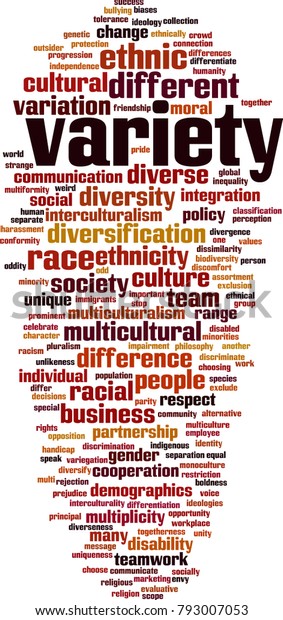 Variety Word Cloud Concept Vector Illustration Stock Vector Royalty