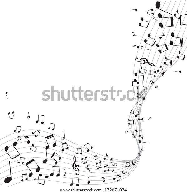 Various Music Notes On Stave Vector Shutterstock