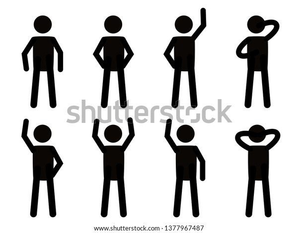 Various Standing Postures Poses Human Man