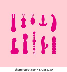 Vector Adult Sex Toys Collection Vibrators Stock Vector Royalty Free