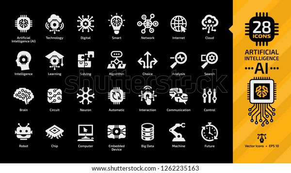 Vector Artificial Intelligence White Glyph Icon Stock Vector Royalty