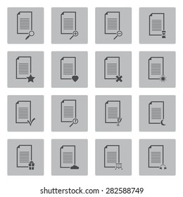 Vector Black Document Icons Set Stock Vector Royalty Free