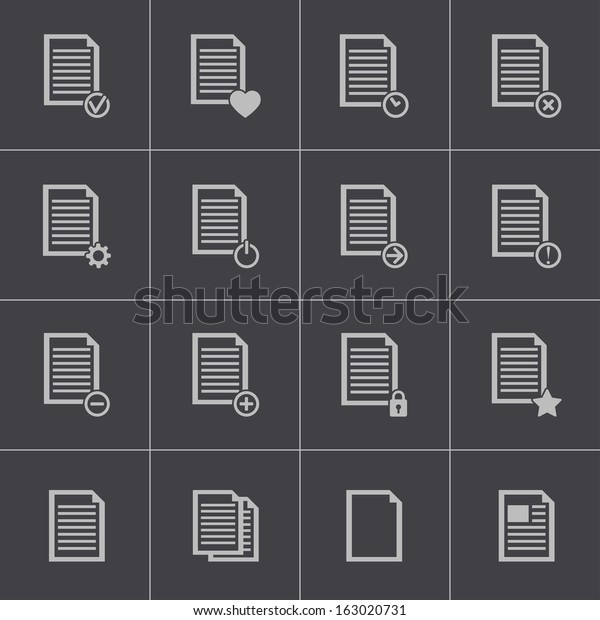 Vector Black Document Icons Set Stock Vector Royalty Free 163020731