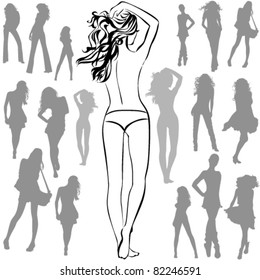 Bikini Girls Black Vector Silhouettes Stock Vector Royalty Free 406991647