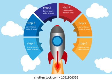 Vector Circle Infographics Rocket Launch Stock Vector Royalty Free