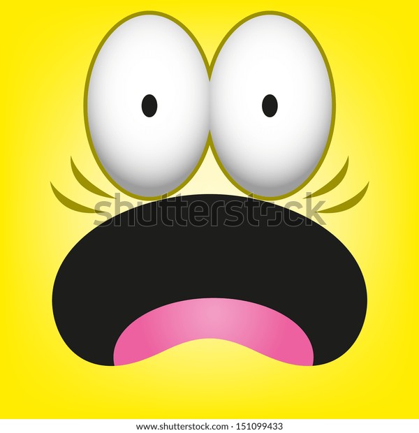 Vector Cute Cartoon Yellow Astonished Face Stock Vector Royalty Free