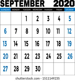 Vector Desk Calendar September Template Stock Vector Royalty Free