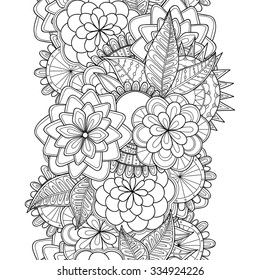 Vector Doodle Flowers Seamless Border Zentangle Stock Vector Royalty