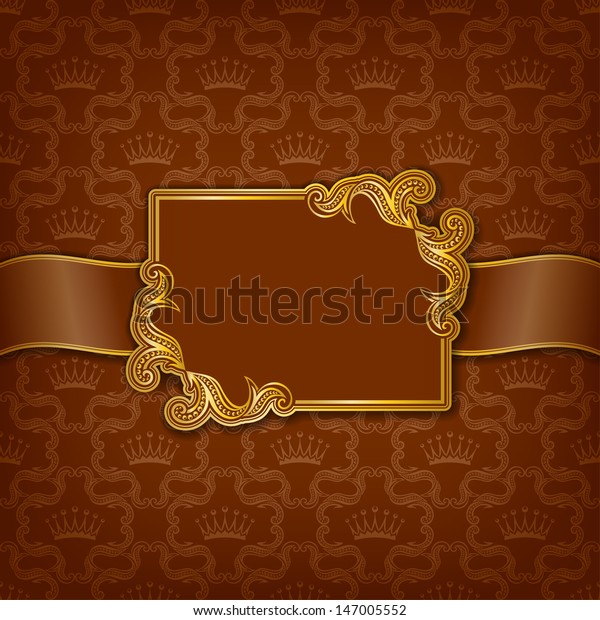 Vector Elegant Gold Frame Design Greeting Stock Vector Royalty Free