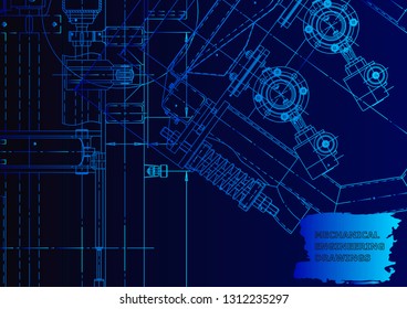 Cover Vector Engineering Drawing Mechanical Instrument Stock Vector