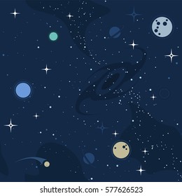 Vector Flat Space Seamless Pattern Background Stock Vector Royalty