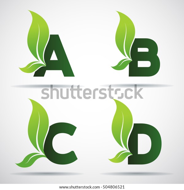 Vector Green Alphabet Set Eco Letters Stock Vector Royalty Free