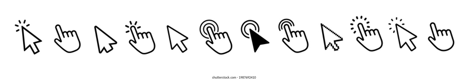 Vector Hand Cursors Icons Click Set Stock Vector Royalty Free