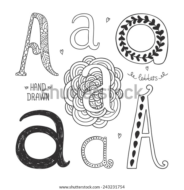 Vector Hand Drawn Alphabet Letter Doodle Image Vectorielle De Stock