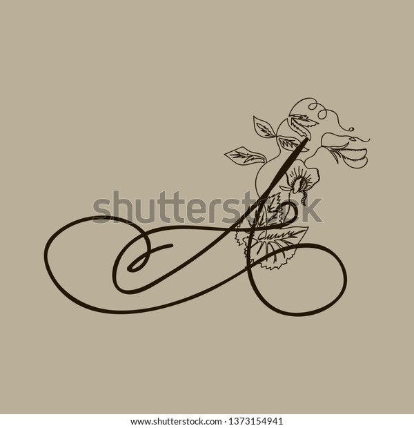 Vector Hand Drawn Floral Monogram Logo Stock Vector Royalty Free