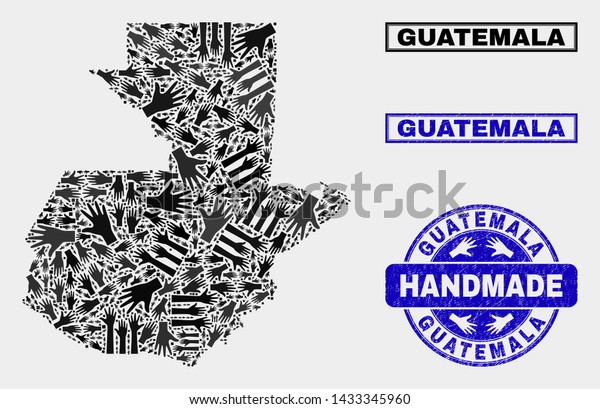 Vector Handmade Collage Guatemala Map Unclean Stock Vector Royalty