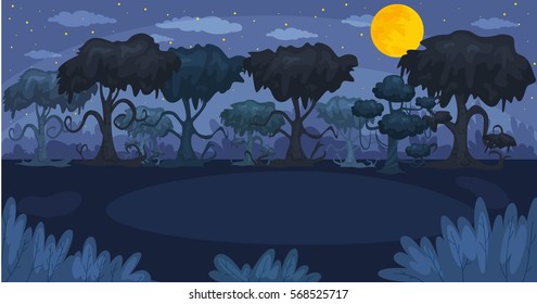 Night Sea Landscape Moon Stars Clouds Stock Vector Royalty Free