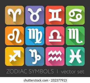 Vector Icon Set Zodiac Signs Flat Stock Vector Royalty Free 232377913