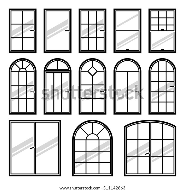 Vector Icons Set Different Types Windows Stock Vector Royalty Free