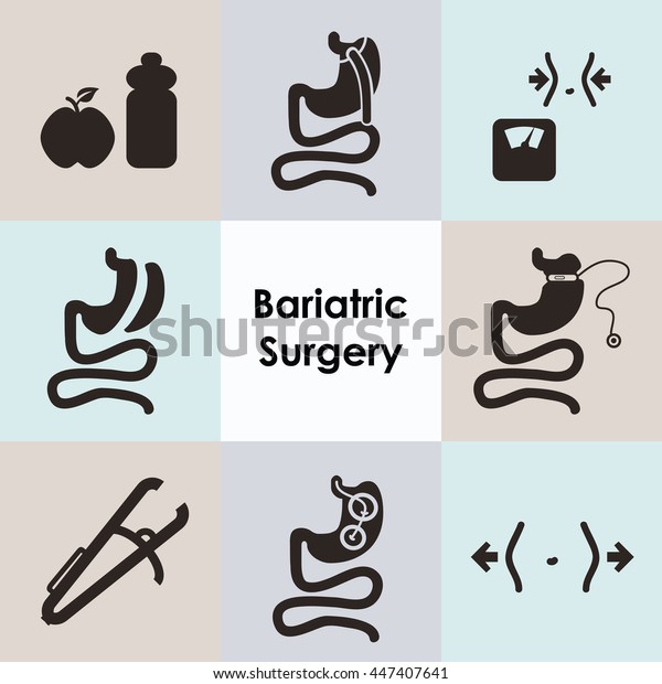 Vector Illustration Bariatric Surgery Icons Set Stock Vector Royalty