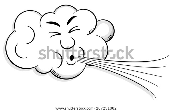 Vector Illustration Cartoon Cloud That Blows Stock Vector Royalty Free