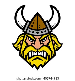 Vector Illustration Cartoon Viking Horned Helmet Stock Vektorgrafik