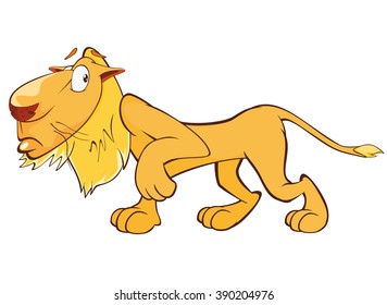 Vector Illustration Funny Yellow Lion Cartoon Stock Vector Royalty