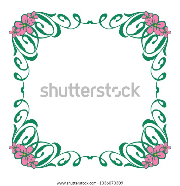 Vector Illustration Green Leafy Flower Frames Stock Vector Royalty