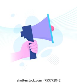 Vector Illustration Hand Holding Megaphone Bright Stock Vector Royalty