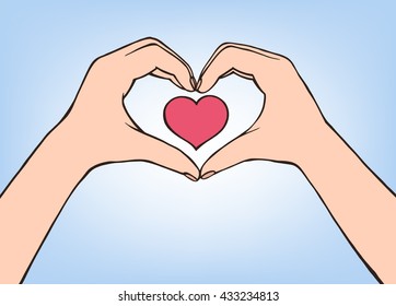 Vector Illustration Hand Making Heart Sign