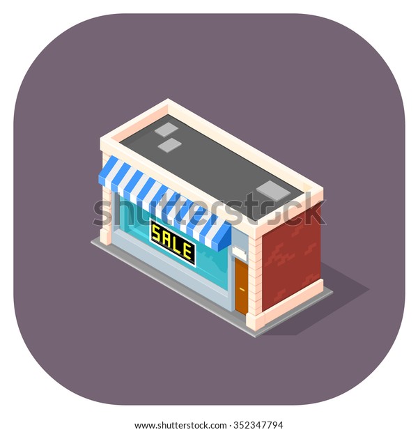 Vector Illustration Isometric Shop Vector Isometric Stock Vector