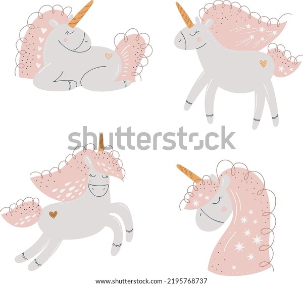 Vector Illustration Pink Unicorn Stock Vector Royalty Free