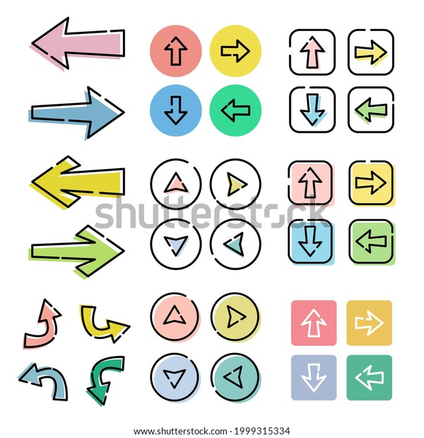 Vector Illustration Set Colorful Arrow Icons Stock Vector Royalty Free