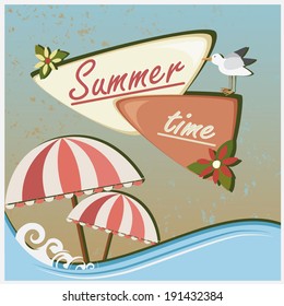 Vector Illustration Summer Holidays Poster Retro Vector De Stock