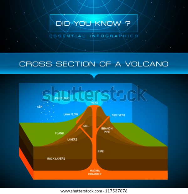 Vector Infographic Cross Section Volcano Stock Vector Royalty Free