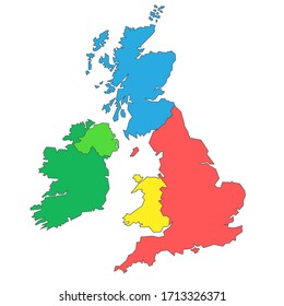 Vector Isolated Uk Map Great Britain Stock Vector Royalty Free