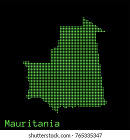 Vector Mauritania Map Dotted Silhouette Green Stock Vector Royalty