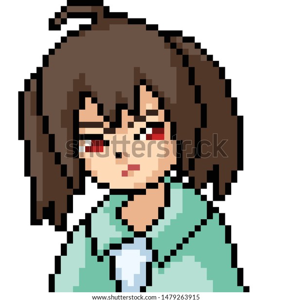 Vector Pixel Art Anime Girl Isolated Stok Vekt R Telifsiz