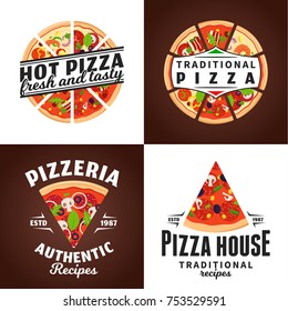 Pizza Pizzeria Label Logo Elements Menu Stock Vector Royalty Free