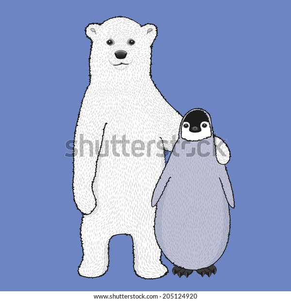 Vector Polar Bear Penguin Hugging Stock Vector Royalty Free