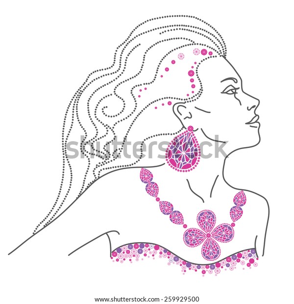 Vector Portrait Luxury Stylish Girl Beautiful Stock Vector Royalty