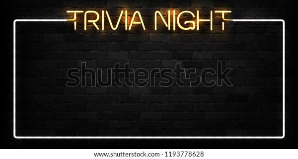 Vector Realistic Isolated Neon Sign Of Trivia Night Frame Logo For