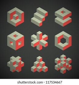 Vector Retro Cube Icons Set Stock Vector Royalty Free 117534667