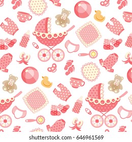 Vector Seamless Pattern Baby Objects Newborn Stock Vector Royalty Free