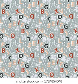 Vector Seamless Pattern Cartoon Letters Alphabet Stock Vector Royalty