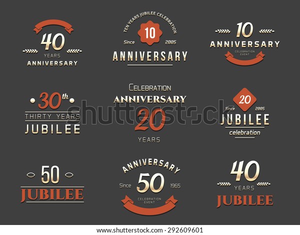 Vector Set Anniversary Signs Symbols Ten Stock Vector Royalty Free