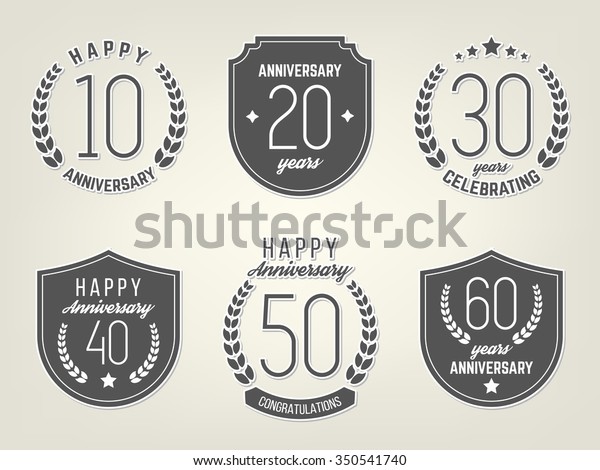 Vector Set Anniversary Signs Symbols Ten Stock Vector Royalty Free