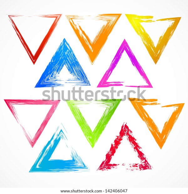 Vector Set Colorful Grunge Triangle Brush Stock Vector Royalty Free