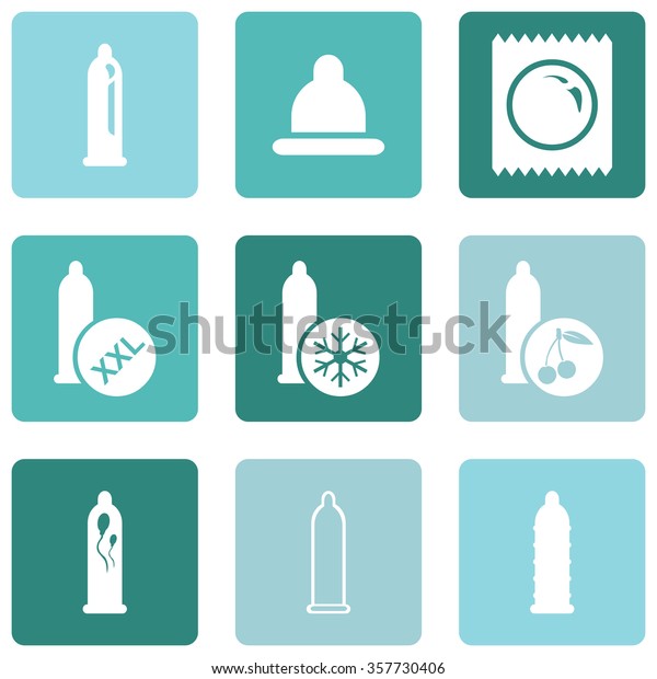 Vector Set Condom Icons Types Condoms Stock Vector Royalty Free