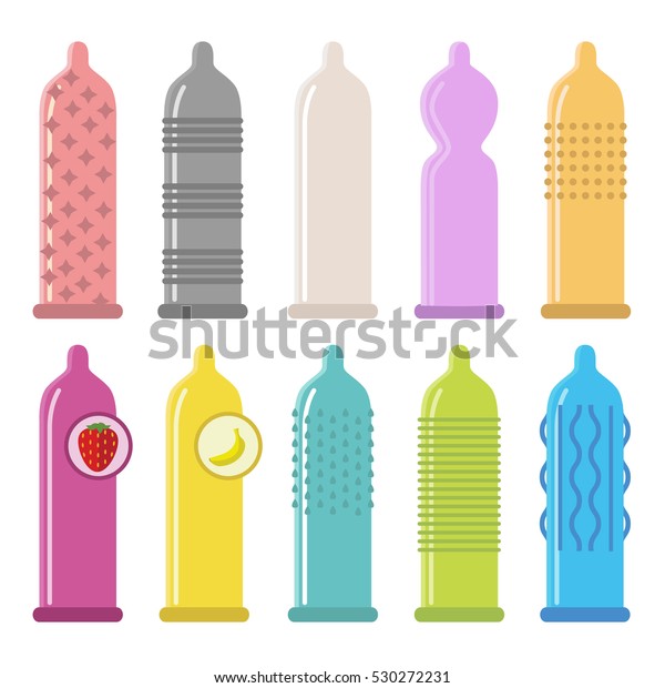 Vector Set Of Condom Icons Types Of Condoms